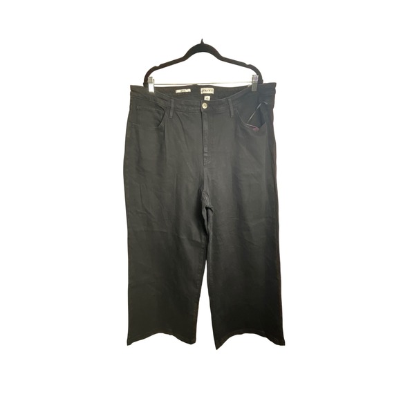 AVA & VI Women's Black Wide Leg Cropped Denim Jeans Plus Size 20W - Picture 1 of 9